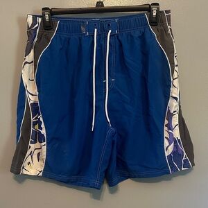 Stylish Blue and Gray Men's Swim Trunks